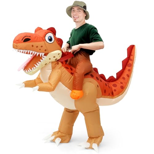 Dinosaurier Kostüm Erwachsener Lustige Party Kostüme Männer Frauen Körpergröße 160-190cm für Halloween Weihnachten Geburtstagsfeier Indoor Outdoor Feier Event (Braun) von Fyeme