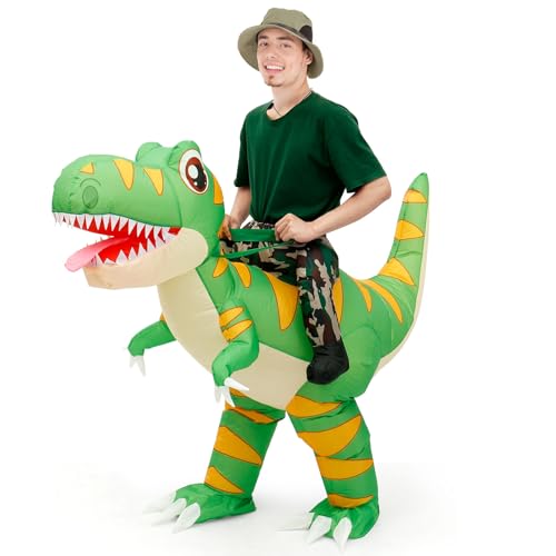 Dinosaurier Kostüm Erwachsener Lustige Party Kostüme Männer Frauen Körpergröße 160-190cm für Halloween Weihnachten Geburtstagsfeier Indoor Outdoor Feier Event (Grün) von Fyeme