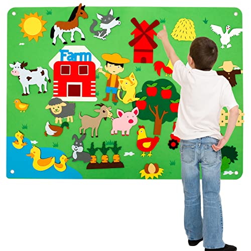 Filz Tafel Kinder Filz Storyboard Hochwertiger Filz kann sich bewegen Mit zwei Haken Aktivität Interaktives Pädagogisches Spielzeug Vorschule Kinder Spielzeug (Bauernhof) von Fyeme