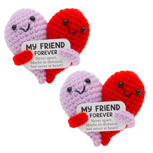Fyeme 2 Stück Positive Liebe Lustiges Häkeln Emotionen Kreatives Weben Herzen Pocket Hug Gute Besserung Geschenke für Abschlussfeiern Häkeldekoration von Fyeme