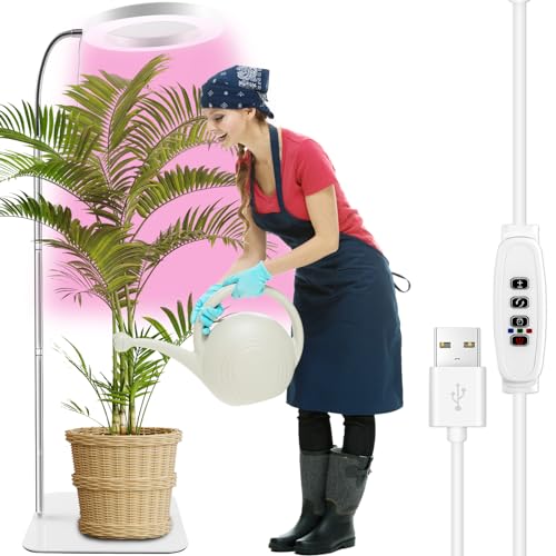 Pflanzenlampe LED Grow Light Mit 72 LEDs 3 Beleuchtungsmodi Pflanzenlampe Vollspektrum mit Timer 3/9/12H mit Base 9 Helligkeits-Verstellbare für Zimmerpflanzen Gemüse Blume (Weiß) von Fyeme
