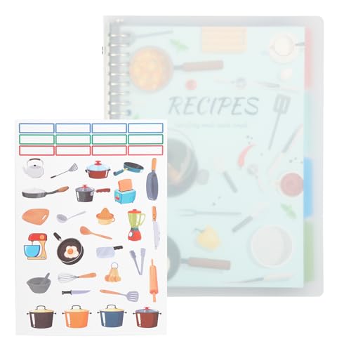Rezeptbuch zum Selberschreiben A4 DIY Kochbuch mit Aufkleber 80 Seiten Ordnerdesign Aufbewahrungstasche Hinten Backbuch Schreiben Geeignet für Backbegeisterte Kochbegeisterte (C) von Fyeme