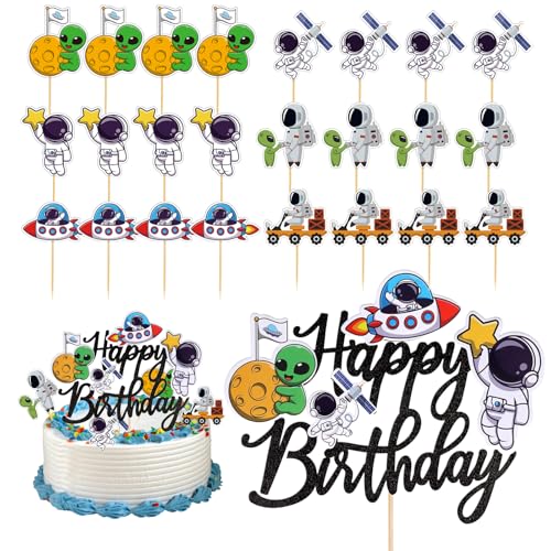 Fyfjur Astronauten Tortendeko Geburtstag, 25 Stück Geburtstagsdeko Cupcake Muffin Deko, Weltraum Kindergeburtstag, Happy Birthday Tortendeko für Weltraum Geburtstag Kinder Party Fyfjur Astronauten Tortendeko Geburtstag, 25 Stück Geburtstagsdeko Cupcake Muffin Deko, Weltraum Kindergeburtstag, Happy Birthday Tortendeko für Weltraum Geburtstag Kinder Party von Fyfjur