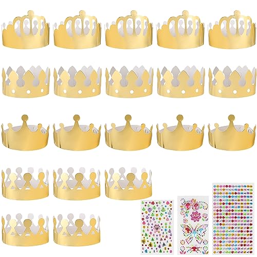 Fyihoxi 20 Stück Goldenen Papierkronen Set, Geburtstagskrone, Kronen Basteln Kindergeburtstag, mit Schmucksteine Selbstklebend und Aufkleber - für Kinder Erwachsene Geburtstagsfeier Party Fyihoxi 20 Stück Goldenen Papierkronen Set, Geburtstagskrone, Kronen Basteln Kindergeburtstag, mit Schmucksteine Selbstklebend und Aufkleber - für Kinder Erwachsene Geburtstagsfeier Party von Fyihoxi