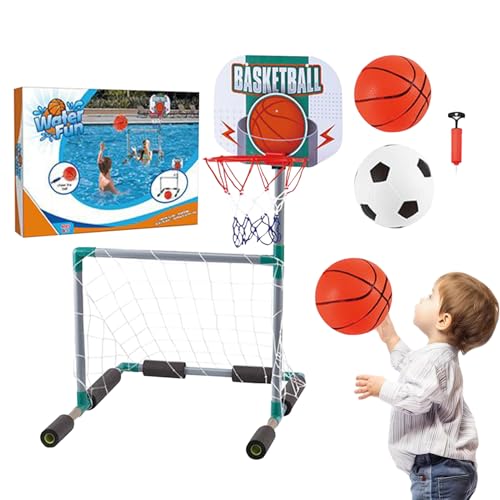 Fyrdyn Basketballkorb Für Den Pool | Garten Fußballtor,Interaktiver Schwimmender Basketballkorb Mit Fußballtor Für Kinder Jugendliche Draußen Garten von Fyrdyn