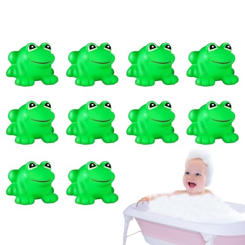 Fyrdyn Frösche für Kinder, Froschfigur | Frösche quietschen und schwimmendes Gummi -Badspielzeug | 10x Mini Squeak Float Dusche Schwimmbadewanne Pool Dekoration Miniatur für Klassenzimmer von Fyrdyn