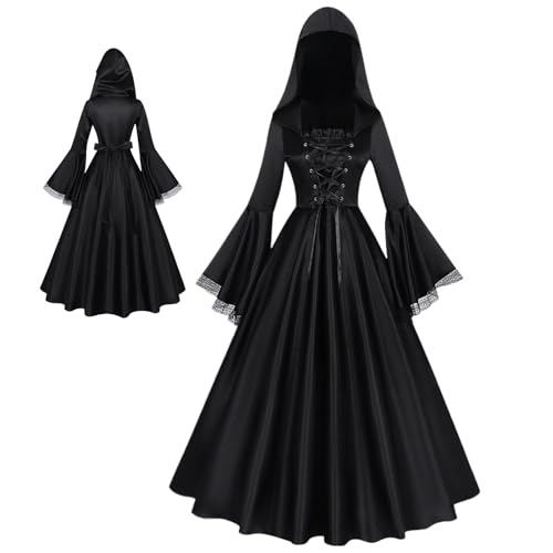 Fyrdyn Halloween Hexenkostüm - Renaissance Fest Party Rock,Halloween Hexenkleid Set,Für Tochter Freundin Freunde Escape Room Cosplay Event Theater von Fyrdyn