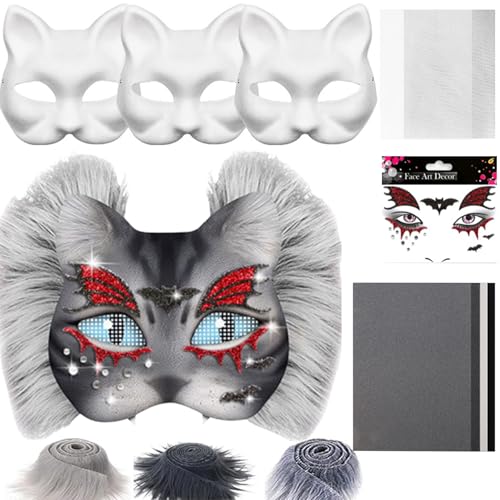 Fyrdyn Katzenmasken für Bastelprojekte | Masken-Bastelset | Zubehör-Set Mit Mesh- Und Filzblättern Für Handwerkskunst Zu Karneval Cosplay Festen Fyrdyn Katzenmasken für Bastelprojekte | Masken-Bastelset | Zubehör-Set Mit Mesh- Und Filzblättern Für Handwerkskunst Zu Karneval Cosplay Festen von Fyrdyn