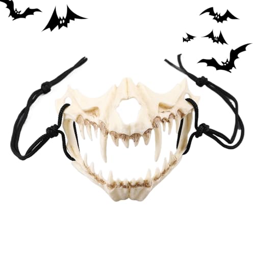Fyrdyn Totenkopf Maske,Halloween Halbgesicht Zahnschädel Party Cosplay Maskerade,Gruselige Partymaske | Festliche Zusammenkünfte Karneval Event von Fyrdyn