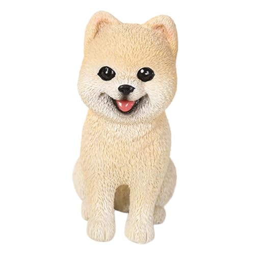 FytStycale Hundfigur, Statue für Welpen, Kunstharz Deko für Schreibtisch Und Auto, Aprikose von FytStycale