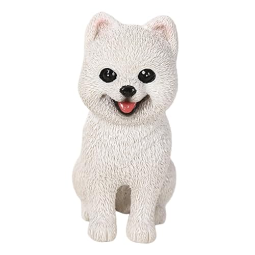 FytStycale Hundfigur, Statue für Welpen, Kunstharz Deko für Schreibtisch Und Auto, Weiß von FytStycale