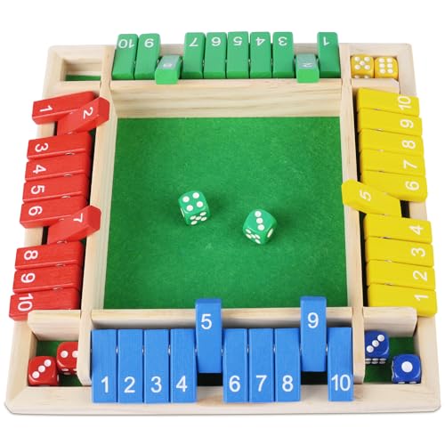 Fzyisw Shut The Box Spiel 4 Spieler, Brettspiel aus Holz, Shut The Box Würfelspiel, Mathematik Lernspielzeug, Brettspiele, Mathespiele für Kinder und Erwachsene Fzyisw Shut The Box Spiel 4 Spieler, Brettspiel aus Holz, Shut The Box Würfelspiel, Mathematik Lernspielzeug, Brettspiele, Mathespiele für Kinder und Erwachsene von Fzyisw