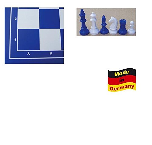 G+K Kunststofftechnik UG Schachset Profi Weiss/blau mit Schachbrett und Schachfiguren KH 93 mm, Staunton Form Nr. 45051 von G+K Kunststofftechnik UG