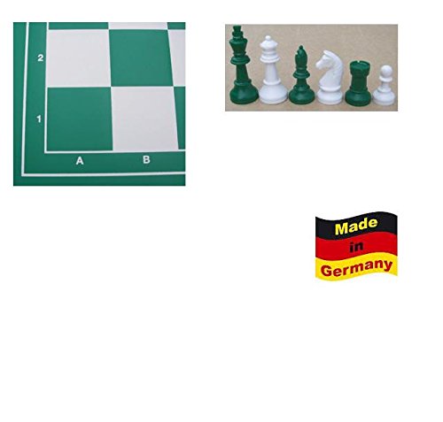 G+K Kunststofftechnik UG Schachset Profi Weiss/grün mit Schachbrett und Schachfiguren KH 93 mm, Staunton Form Nr. 45053 von G+K Kunststofftechnik UG