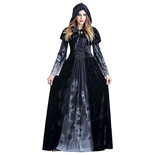 G-like Halloween Damen Kleid Kostüm - Anziehende Sensenmann Kleidung mit Umhang Kapuze für Allerheiligen Party Maskerade, S, Black von G-LIKE