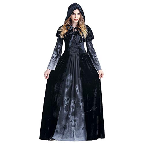 Halloween Damen Kleid Kostüm - Anziehende Sensenmann Kleidung mit Umhang Kapuze für Allerheiligen Party Maskerade Cosplay Karneval Rollenspiel Bühnenstück Göttin Vampir für Erwachsene (XXL) von G-LIKE