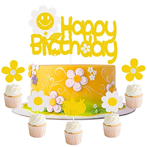 G-LOVELY'S 6PCS Gänseblümchen Blumen Cake Topper, Sonnenblume Geburtstagsdeko Topper, Glitzer Gelb Silber Daisy Sommer Blume Cupcake Toppers für Geburtstagsfeier Sommerfest Kuchen Dekoration G-LOVELY'S 6PCS Gänseblümchen Blumen Cake Topper, Sonnenblume Geburtstagsdeko Topper, Glitzer Gelb Silber Daisy Sommer Blume Cupcake Toppers für Geburtstagsfeier Sommerfest Kuchen Dekoration von G-LOVELY'S