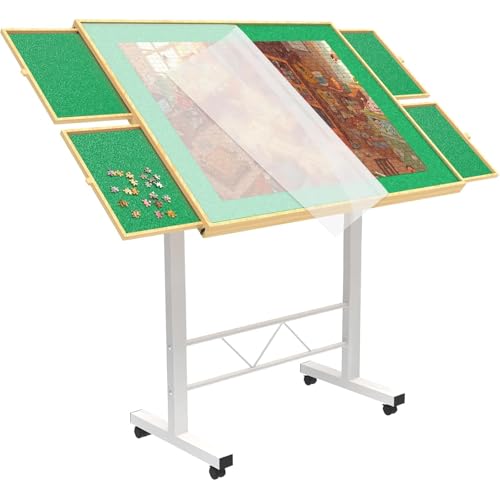 Puzzletisch 1500 Teile, höhenverstellbares Puzzlebrett mit Deckel und 4 Schubladen, Puzzletische für Erwachsene, Puzzlebrett mit Deckel und Beinen für Puzzler von G TALECO GEAR