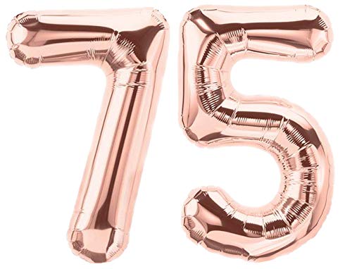 Folienballon Zahl 75 Rosa XL ca. 72 cm hoch - Zahlenballon/Luftballon rosegold für Geburtstagsparty, Jubiläum oder sonstige feierliche Anlässe (Nummer 75) von G&M