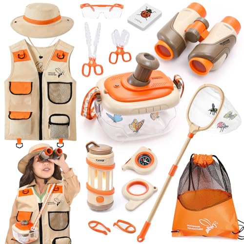 Forscherset Entdecker für Kinder, Outdoor Entdeckerspielzeug mit Safari Kostüm Fernglas Insektenfänger Becherlupen Schmetterlingsnetz Abenteuer Kit Camping Draußen Spielzeug Geschenk Jungen Mädchen Forscherset Entdecker für Kinder, Outdoor Entdeckerspielzeug mit Safari Kostüm Fernglas Insektenfänger Becherlupen Schmetterlingsnetz Abenteuer Kit Camping Draußen Spielzeug Geschenk Jungen Mädchen von G.C