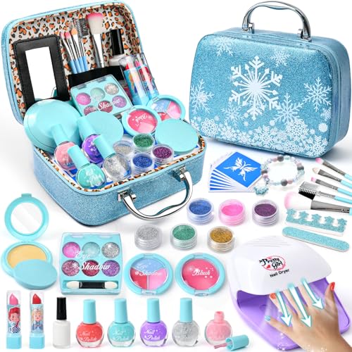 ELSA Eiskönigin Spielzeug Geschenke für Mädchen 4 5 6 7 8 Jahre, Kinderschminke Set mit Nageltrockner Peel-Off Nagellack Glitzer Tattoo, Frozen Schminkkoffer Nagelstudio Rollenspiel Spielzeug Mädchen ELSA Eiskönigin Spielzeug Geschenke für Mädchen 4 5 6 7 8 Jahre, Kinderschminke Set mit Nageltrockner Peel-Off Nagellack Glitzer Tattoo, Frozen Schminkkoffer Nagelstudio Rollenspiel Spielzeug Mädchen von G.C