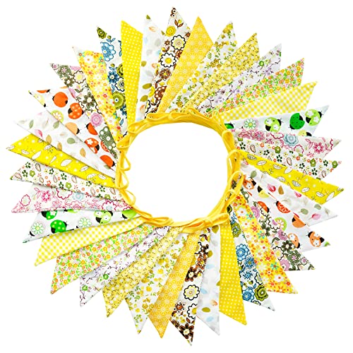 G2PLUS Süße Beidseitig Wimpel Girlande, 10M Bunting Wimpelkette Stoff, Gelb Stoffgirlande mit 36 STK Farbenfroh Wimpeln für Hochzeits Geburtstag Party G2PLUS Süße Beidseitig Wimpel Girlande, 10M Bunting Wimpelkette Stoff, Gelb Stoffgirlande mit 36 STK Farbenfroh Wimpeln für Hochzeits Geburtstag Party von G2PLUS