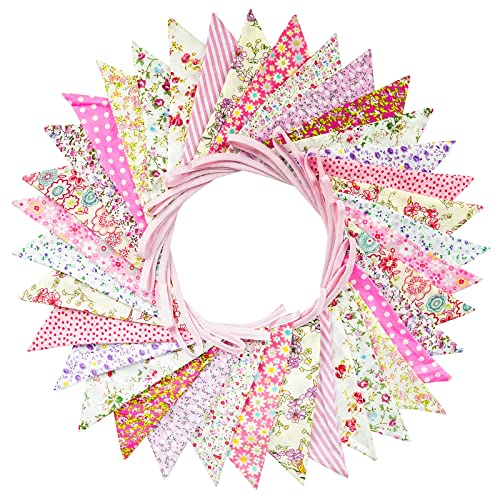 G2PLUS Süße Beidseitig Wimpel Girlande, 10M Bunting Wimpelkette Stoff, Rosa Stoffgirlande mit 36 STK Farbenfroh Wimpeln für Hochzeits Geburtstag Party G2PLUS Süße Beidseitig Wimpel Girlande, 10M Bunting Wimpelkette Stoff, Rosa Stoffgirlande mit 36 STK Farbenfroh Wimpeln für Hochzeits Geburtstag Party von G2PLUS
