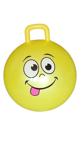 GABANA Hüpfball für Kinder, Gelb, lächelndes Gesicht - Skipping Ball dick und robust – entwickelt die Motorik – Durchmesser 45 cm, Outdoor-Spielzeug – Hopping Ball von GABANA