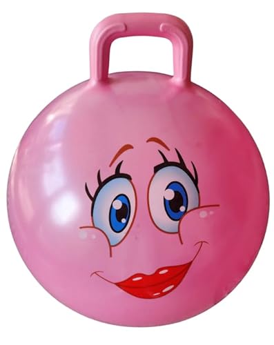 GABANA Hüpfball für Kinder, Rosa, lächelndes Gesicht - Skipping Ball dick und robust – entwickelt die Motorik – Durchmesser 45 cm, Outdoor-Spielzeug – Hopping Ball von GABANA