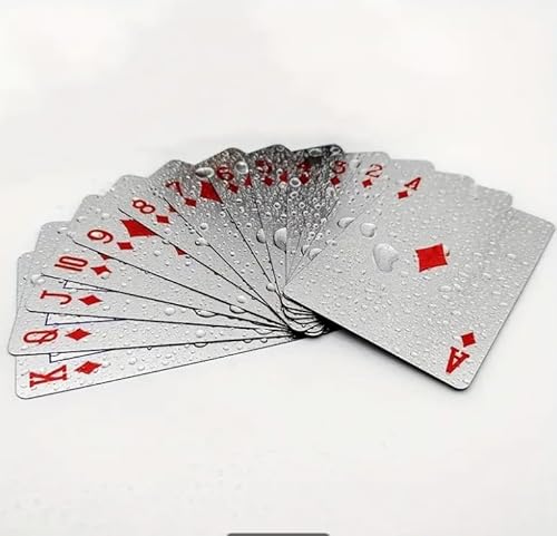 GABANA Poker-Kartenspiel – wasserdicht aus silberfarbenem Kunststoff – Paris Neuheit Kartenspiel 54, Playing Cards von GABANA