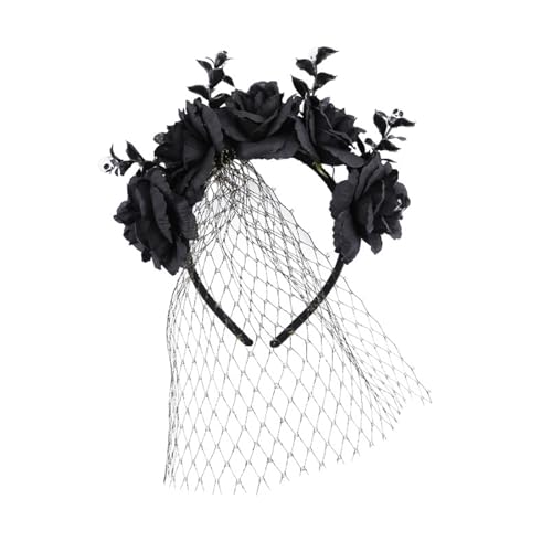 GADAW Halloween-Haarschmuck mit Rose und Schleier, verstellbare Größe, elastisches Haarband, Accessoire für Partys GADAW Halloween-Haarschmuck mit Rose und Schleier, verstellbare Größe, elastisches Haarband, Accessoire für Partys von GADAW