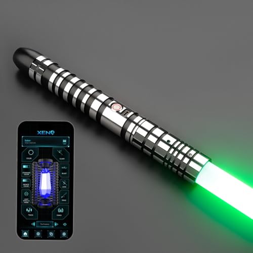 'G4E Lightsaber with Bluetooth App, Smooth Swing and Premium 2-Tone Aluminium Hilt. 16 Light Saber Sound Modes, Infinite RGB Colour Change and Suitable for Heavy Dueling with Other Sabers(Black)'. von GADGETS 4 EVERYONE