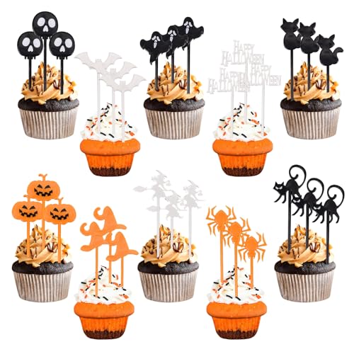 100 Stück Halloween Cupcake Topper, 10 Stile Kuchendeko Fruit Picks, Lustige Halloween Cake Topper Fledermaus Geist Kürbis Spinne für Halloween Party Kuchen Essen Käseplatte Vorspeisen Dekor 100 Stück Halloween Cupcake Topper, 10 Stile Kuchendeko Fruit Picks, Lustige Halloween Cake Topper Fledermaus Geist Kürbis Spinne für Halloween Party Kuchen Essen Käseplatte Vorspeisen Dekor von GADITIEK