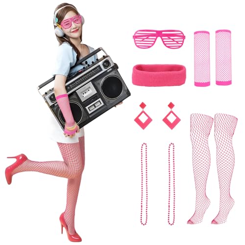 GADITIEK 90er 80er Jahre Outfit Damen, Bad Taste Neon Oberteil Party Kleidung Accessoires, 90 80 er Aerobic Kostüm Damen Mottoparty, 90s 80s Netzhandschuhe Schlagerparty Kostüme Frauen Karneval GADITIEK 90er 80er Jahre Outfit Damen, Bad Taste Neon Oberteil Party Kleidung Accessoires, 90 80 er Aerobic Kostüm Damen Mottoparty, 90s 80s Netzhandschuhe Schlagerparty Kostüme Frauen Karneval von GADITIEK