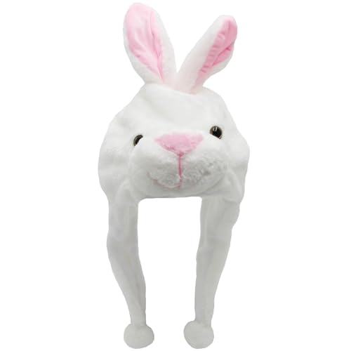 GADMEXILY Plüsch-Hasen-Tierhut für Halloween, Weihnachten, gemütlich, lustig, Kaninchen, Kostüm, Neuheit, Party-Kappe für Kinder, Mädchen, Jungen, Erwachsene – Einheitsgröße (Hase) von GADMEXILY