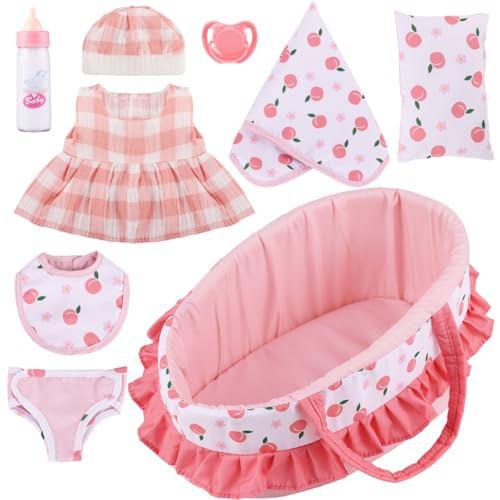 GAGAKU Babypuppenzubehör, 30,5 cm Baby-Puppen-Tragebett, 30 cm großes Baby-Puppenzubehör, Babybett, inklusive magischer Babyflasche, Lätzchen, Schnuller, Kleidung, Windel GAGAKU Babypuppenzubehör, 30,5 cm Baby-Puppen-Tragebett, 30 cm großes Baby-Puppenzubehör, Babybett, inklusive magischer Babyflasche, Lätzchen, Schnuller, Kleidung, Windel von GAGAKU