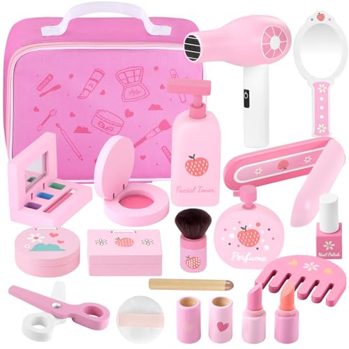 GAGAKU Holz Kinderschminke Set Mädchen Schminkkoffer Kinder 16-teiliges Schminke Friseur Beauty Set Frisierkoffer Spielzeug für Kinder Holzschminke Geburtstagsgeschenk ab 3 4 5 6 7 Jahre GAGAKU Holz Kinderschminke Set Mädchen Schminkkoffer Kinder 16-teiliges Schminke Friseur Beauty Set Frisierkoffer Spielzeug für Kinder Holzschminke Geburtstagsgeschenk ab 3 4 5 6 7 Jahre von GAGAKU