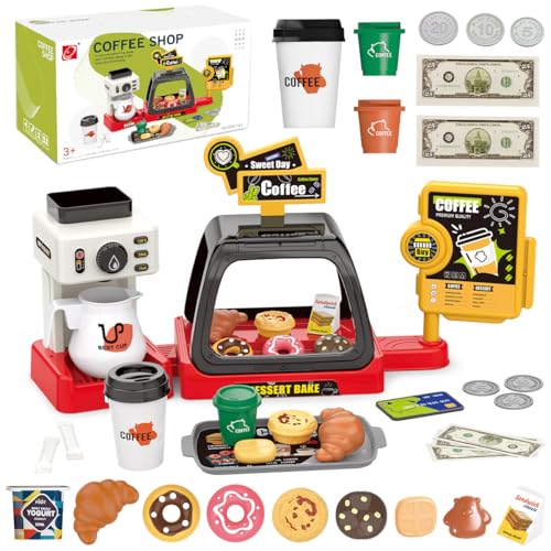 GAGAKU Kinder Kaffeemaschinen Spielzeug und Registrierkasse mit Licht und Geräusch - 41 teiliges Spielset Spielküche Zubehör Rollenspiel Geschenk für Jungen Mädchen - Rot GAGAKU Kinder Kaffeemaschinen Spielzeug und Registrierkasse mit Licht und Geräusch - 41 teiliges Spielset Spielküche Zubehör Rollenspiel Geschenk für Jungen Mädchen - Rot von GAGAKU
