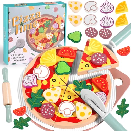 GAGAKU Kinderküche Zubehör Pizza Set Holz - 27 Teiliges Spielküche Pizza Spielzeug für Kinder 3-8 Pizza Set Holz Kinderküche Zubehör Pädagogisches Rollenspiel Lernspielzeug Geschenk GAGAKU Kinderküche Zubehör Pizza Set Holz - 27 Teiliges Spielküche Pizza Spielzeug für Kinder 3-8 Pizza Set Holz Kinderküche Zubehör Pädagogisches Rollenspiel Lernspielzeug Geschenk von GAGAKU