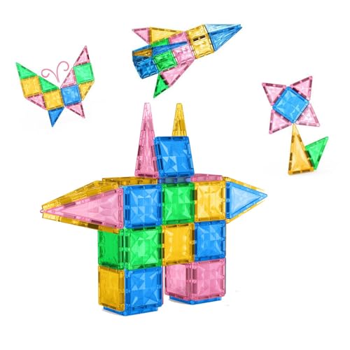GAGAKU Magnetische Bausteine 33 Teiles Magnetische Fliesen Kinderspielzeug Magnetische Kacheln für ab 3 4 5 6 7 8+ Jahre Junge Mädchen Kinder Kleinkind Magnetbausteine Sensorische Montessori Spielzeug von GAGAKU