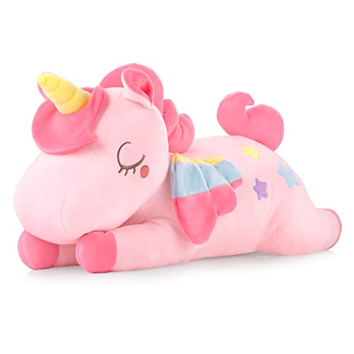 GAGAKU Plüsch Einhorn Kissen 66cm Einhorn Plüschtier Einhorn Kuscheltier Groß für Baby Mädchen Einhorn Geschenk zum Geburtstag und Jubiläum von GAGAKU