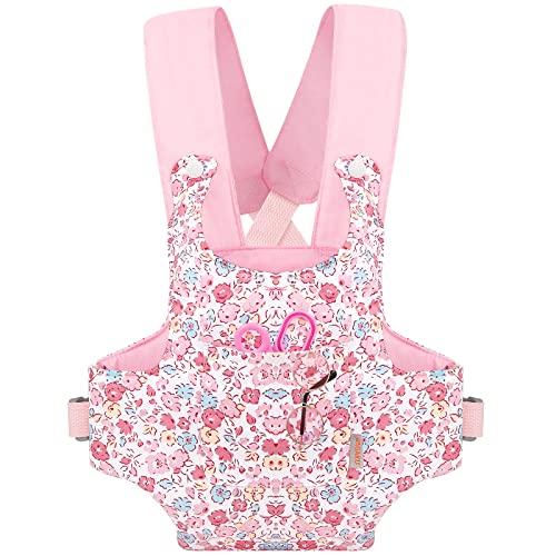 GAGAKU Puppentrage Puppen Bauchtrage Puppenzubehör Babytrage für Kinder Schultergurte Kreuzen Vorne und Hinten 100% Baumwolle - Rosa - Blume von GAGAKU