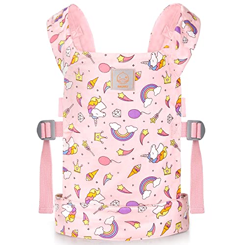 GAGAKU Puppentrage für Kinder Puppen Bauchtrage Puppen Tragesitz Puppenzubehör mit Verstellbaren Trägern - Rosa - Sterne von GAGAKU