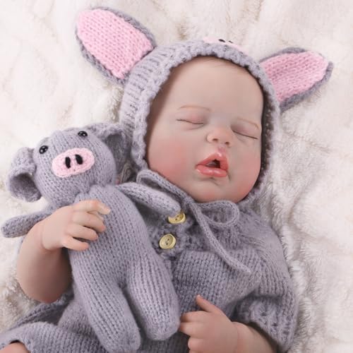 GAGAKU Reborn Mädchen Baby Puppe - 45cm - Grau Kleidung von GAGAKU