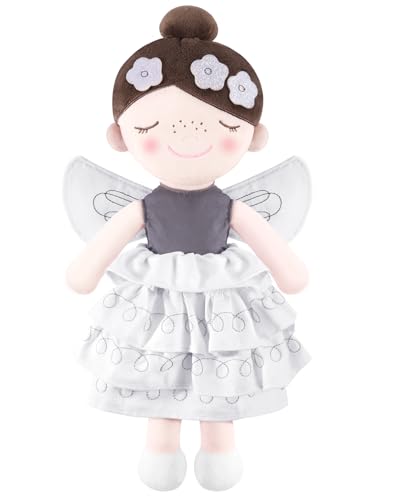 GAGAKU Weiche Stoffpuppe 40.6cm Schutzengel Puppen, Taufgeschenk für Baby Mädchen mit Flügeln Kuscheltier Glücksbringer für Kinder im Alter von 3-5 Jahren - Blumenprinzessin von GAGAKU