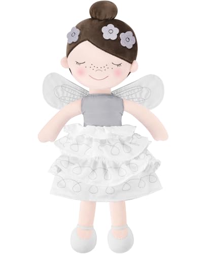 GAGAKU Weiche Stoffpuppe 40.6cm Schutzengel Puppen, Taufgeschenk für Baby Mädchen mit Flügeln Kuscheltier Glücksbringer für Kinder im Alter von 3-5 Jahren - Blumenprinzessin von GAGAKU