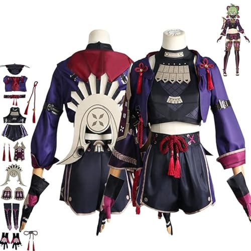 GAGALU Genshin Impact Cosplay Set,Spiel Charakter Kuki Shinobu Cosplay Uniform Full,Halloween Karneval Party Kleid,Mit Gesichtsmaske,Frauen Mädchen Dress Up,Schwarz,M von GAGALU