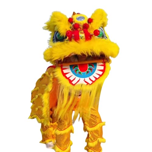 GAGALU Traditionelle Chinesische Löwen Tanz Kostüme, Festival Segen Performance Requisiten, Feng Shui Ornamente, Southern Lion Tanz,Gelb von GAGALU