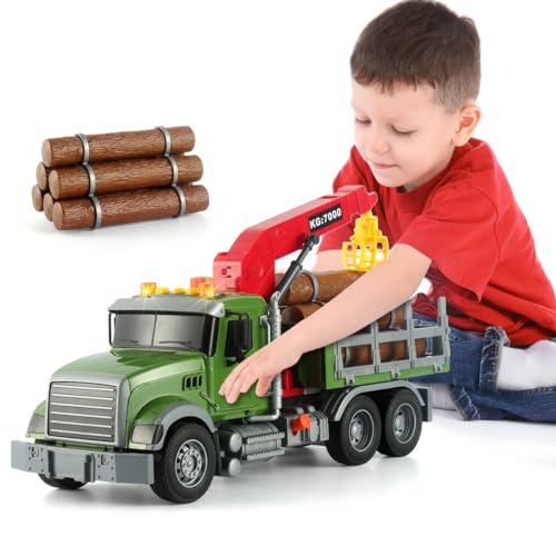 GAGINAN Timber Transport Truck Toddler Toy, 15-inch Large Children’s Toy Car with Sounds and Lights, Christmas Birthday Kids Gifts for Boys & Girls Ages 3-6 (Timber Transport Truck) von GAGINAN