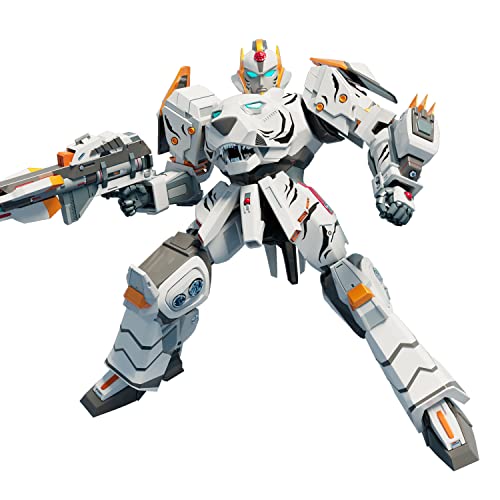 GAGINAN Weißer Tiger Krieger verwandelt Sich in Roboterspielzeug, 27 cm Grau Deformation Roboter Figuren, Demontage Spielzeug für Jungen und Mädchen ab 6 Jahren (grau-schwarz) von GAGINAN